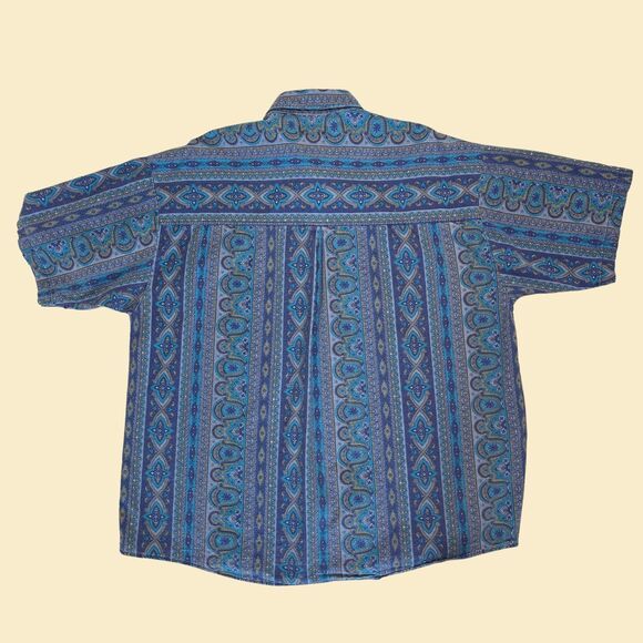 Abstract 90s mens XL shirt by FreeFall, vintage teal & purple short sleeve top - Picture 7 of 8